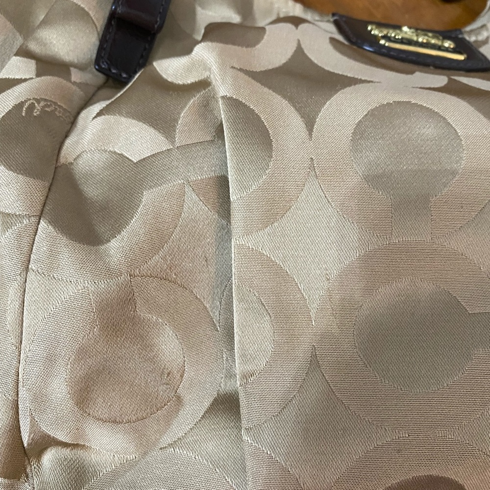 Tan Coach “C” pattern Purse - Picture 11 of 12